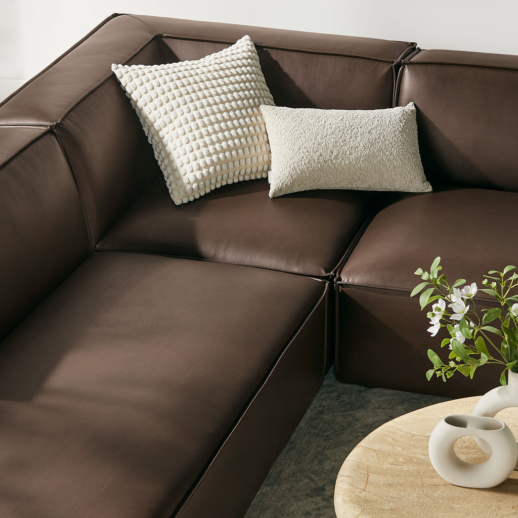 Restore 6-Piece Vegan Leather U-Shaped Armless Sectional Sofa - Espresso