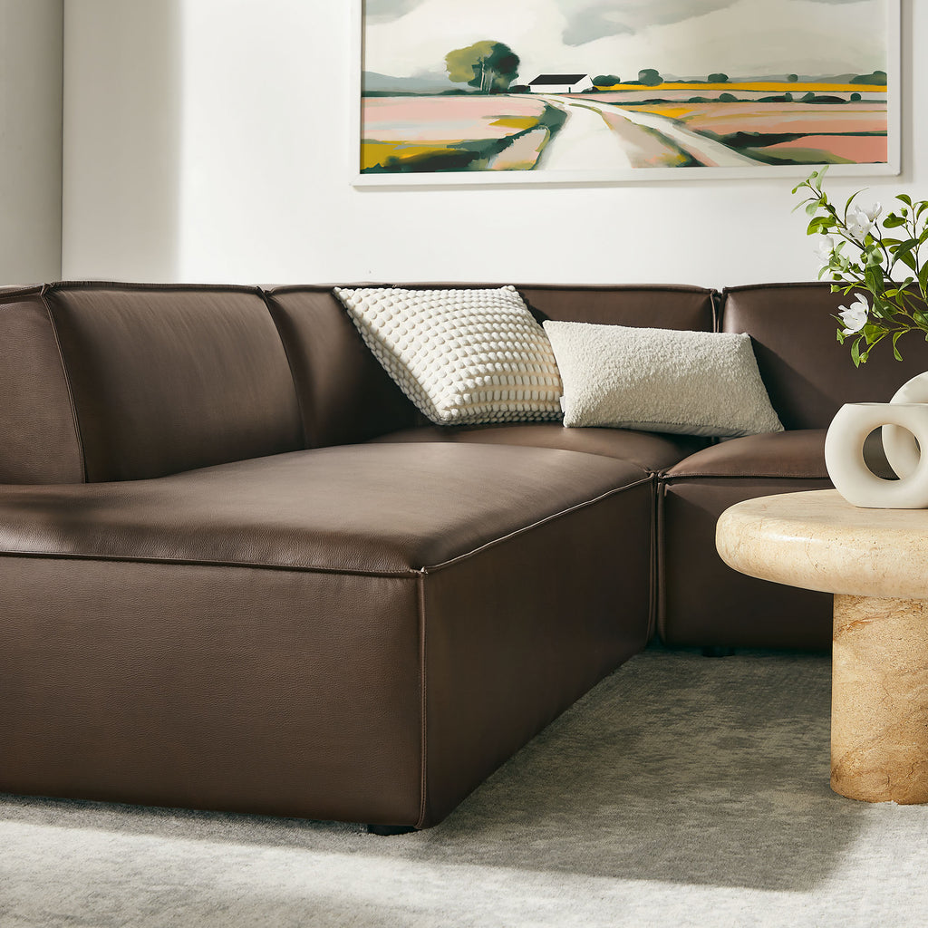 Restore 6-Piece Vegan Leather U-Shaped Armless Sectional Sofa - Espresso