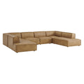 Restore 6-Piece Vegan Leather U-Shaped Armless Sectional Sofa - Toast