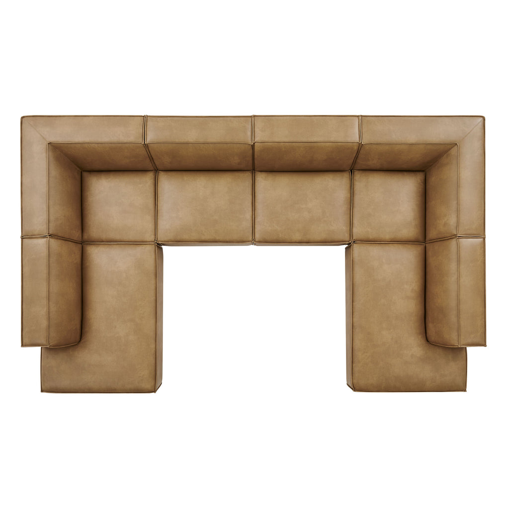 Restore 6-Piece Vegan Leather U-Shaped Armless Sectional Sofa - Toast