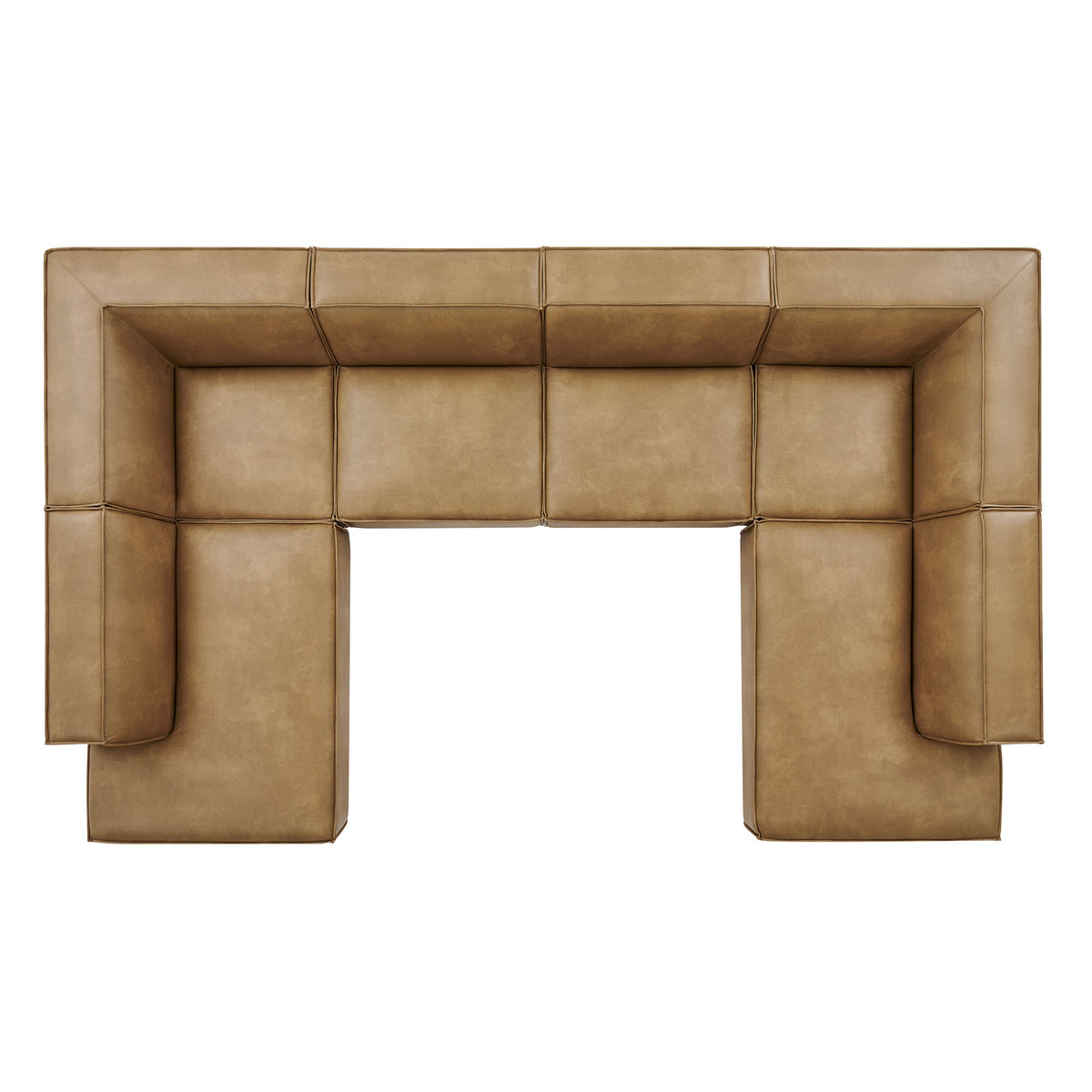 Restore 6-Piece Vegan Leather U-Shaped Armless Sectional Sofa - Toast