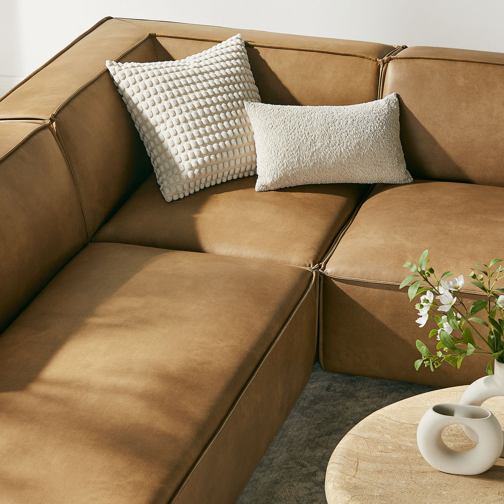 Restore 6-Piece Vegan Leather U-Shaped Armless Sectional Sofa - Toast
