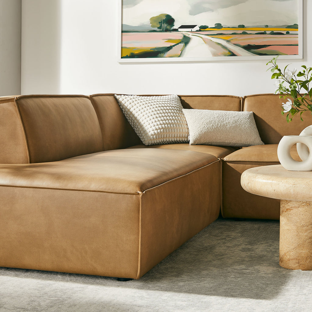 Restore 6-Piece Vegan Leather U-Shaped Armless Sectional Sofa - Toast
