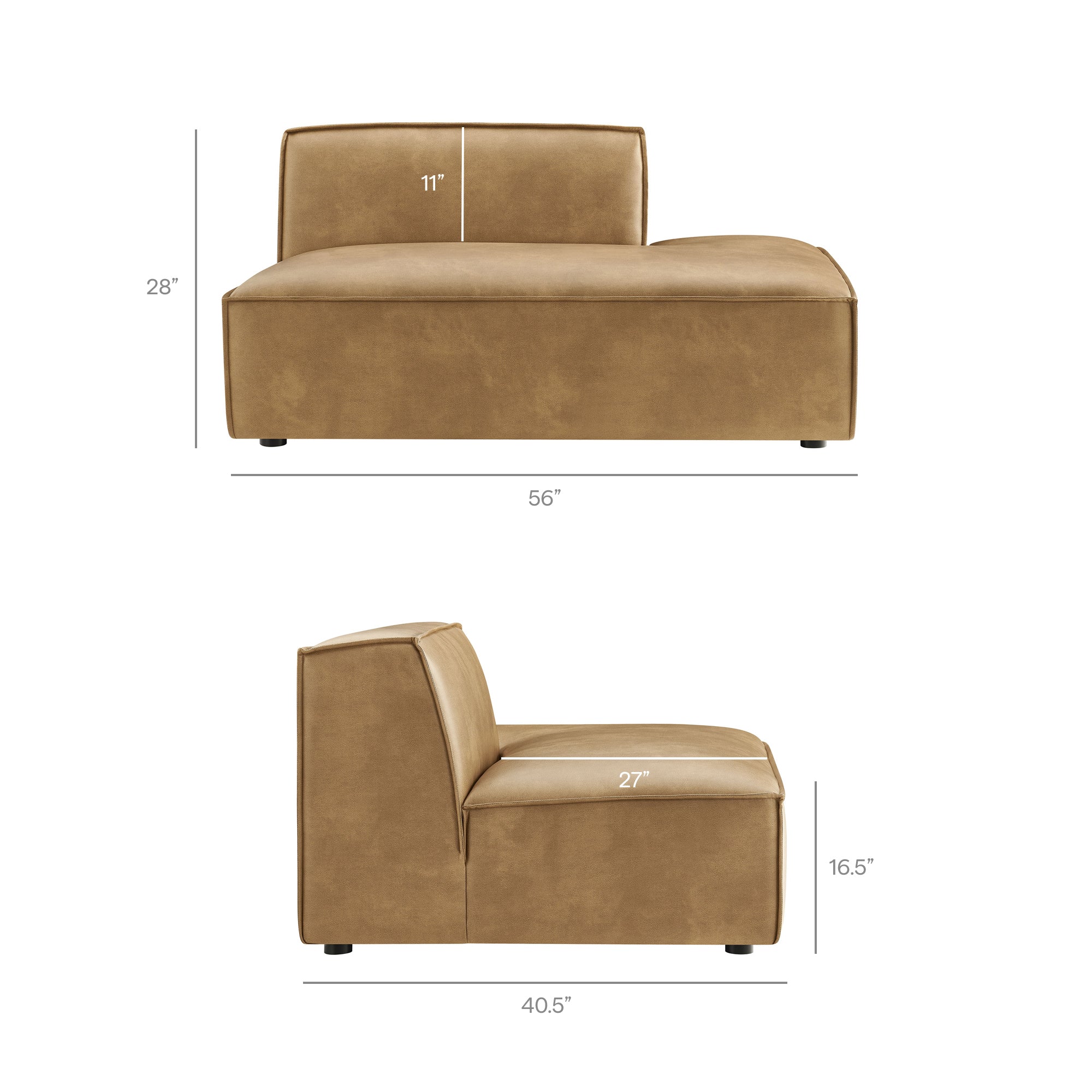 Restore 6-Piece Vegan Leather U-Shaped Armless Sectional Sofa - Toast