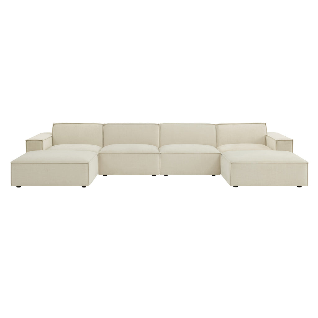 Restore 6-Piece Performance Fabric Upholstered Modular Sectional Sofa - Ecru