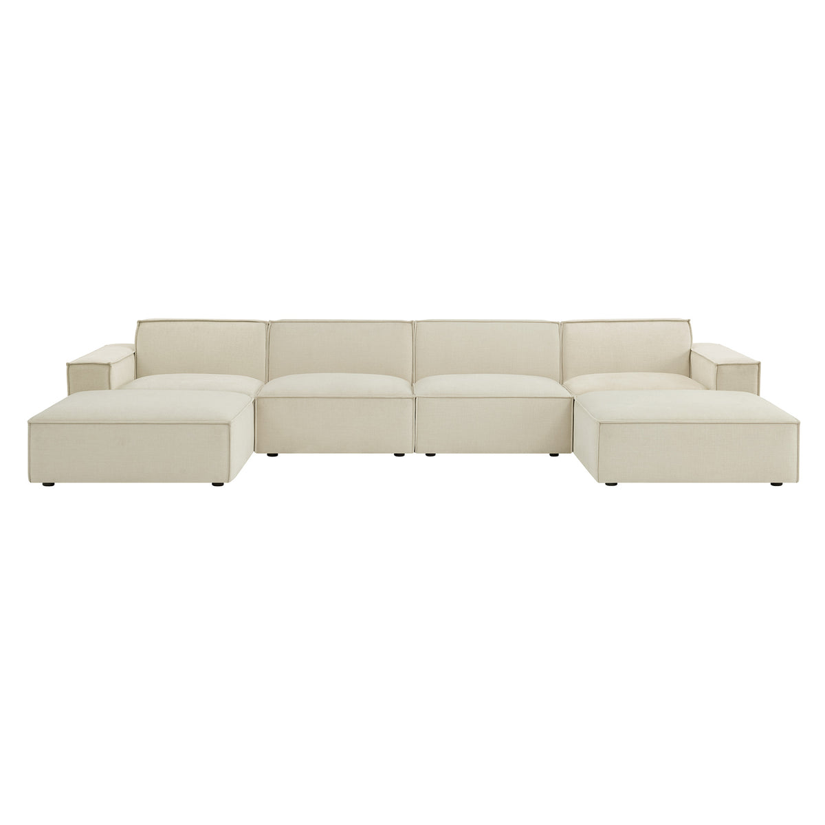 Restore 6-Piece Performance Fabric Upholstered Modular Sectional Sofa - Ecru