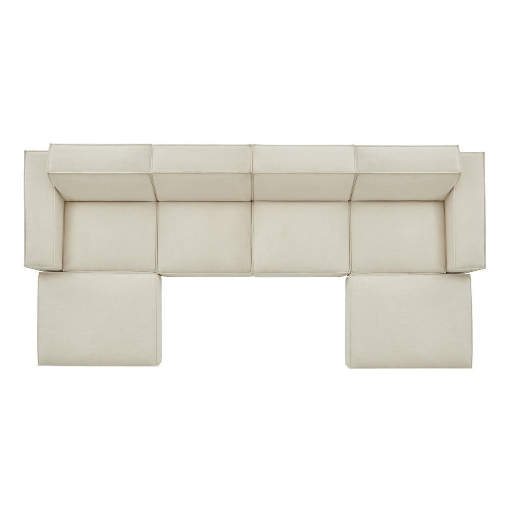 Restore 6-Piece Performance Fabric Upholstered Modular Sectional Sofa - Ecru