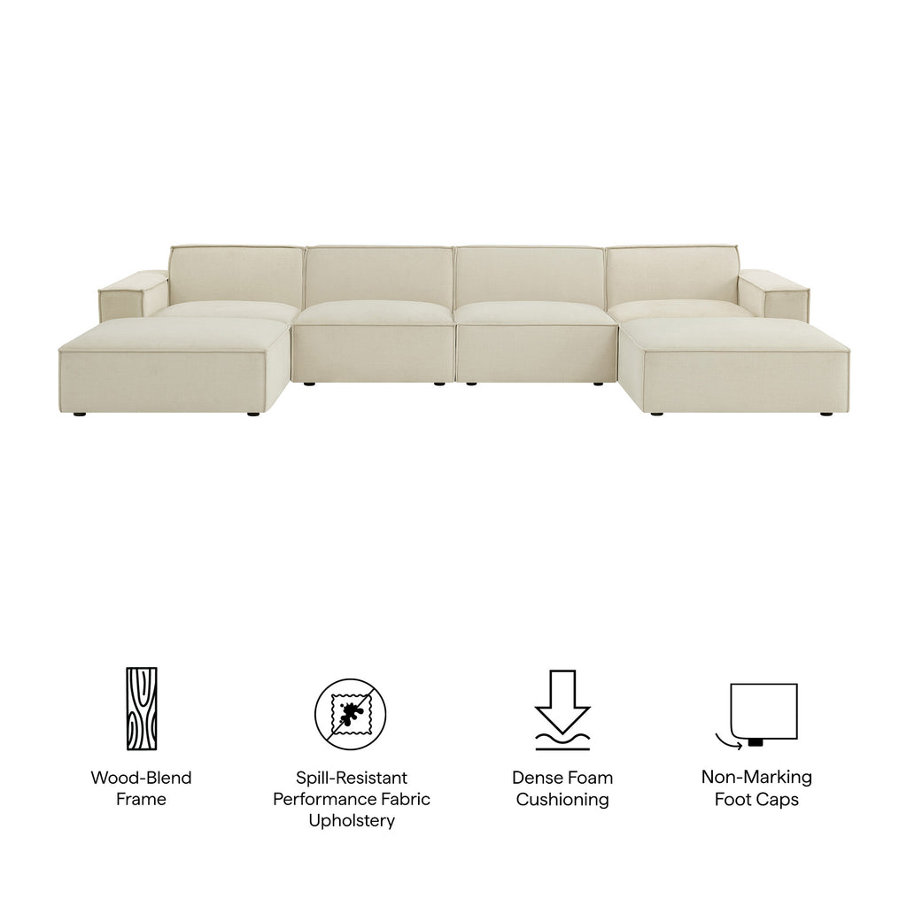 Restore 6-Piece Performance Fabric Upholstered Modular Sectional Sofa - Ecru