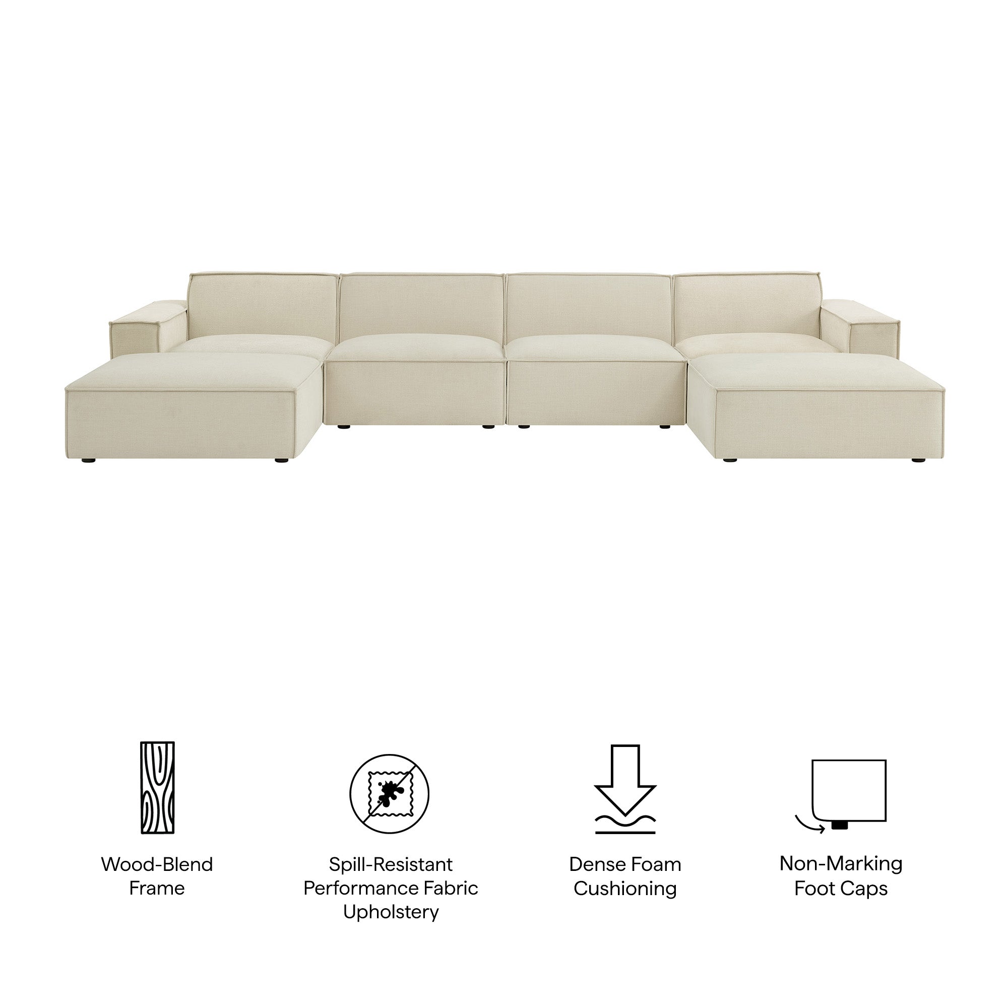 Restore 6-Piece Performance Fabric Upholstered Modular Sectional Sofa - Ecru