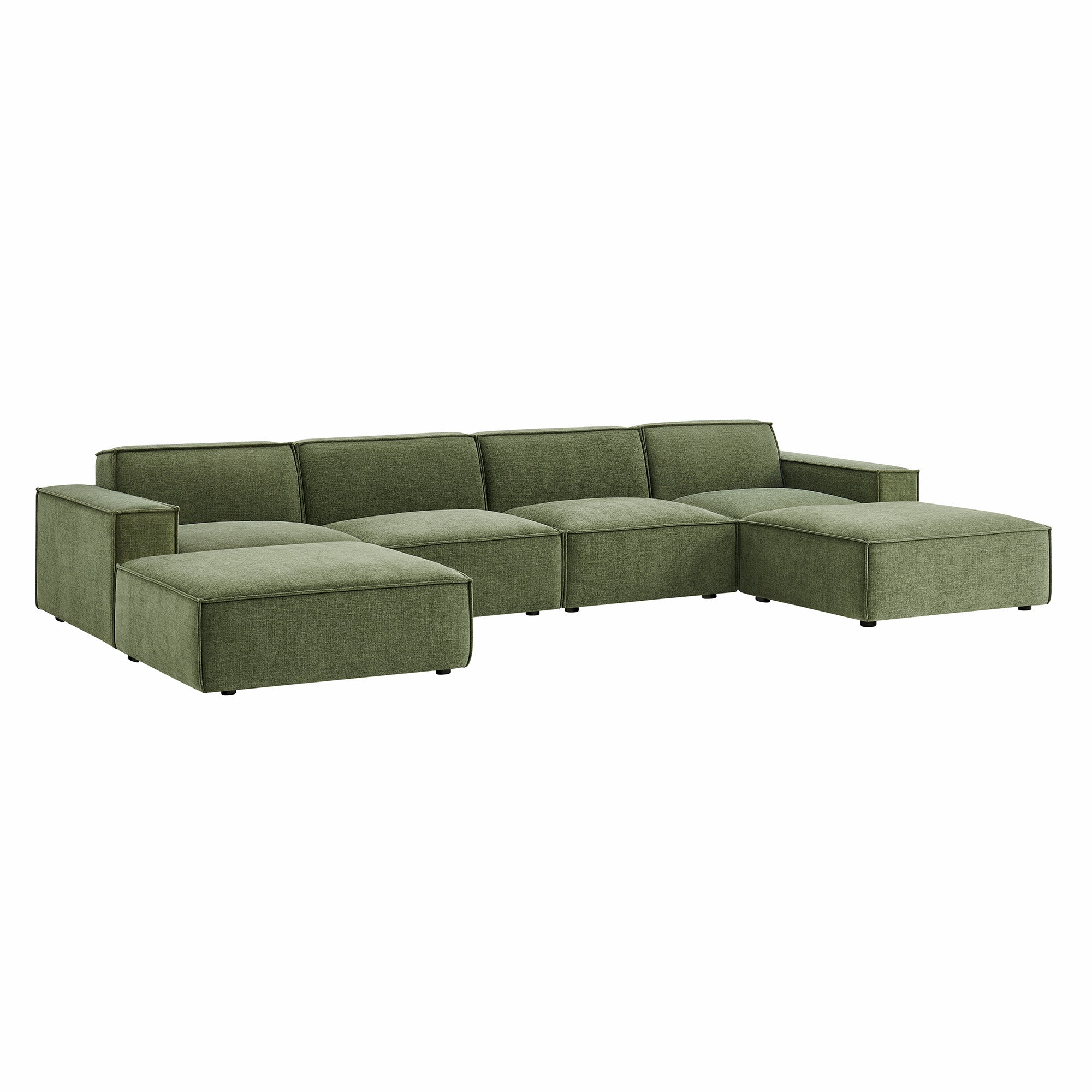 Restore 6-Piece Performance Fabric Upholstered Modular Sectional Sofa - Foliage