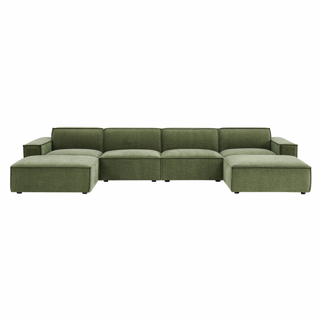 Restore 6-Piece Performance Fabric Upholstered Modular Sectional Sofa - Foliage