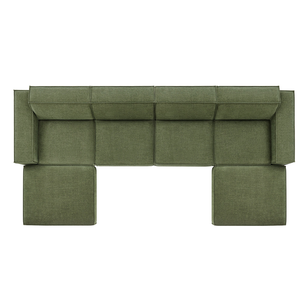 Restore 6-Piece Performance Fabric Upholstered Modular Sectional Sofa - Foliage