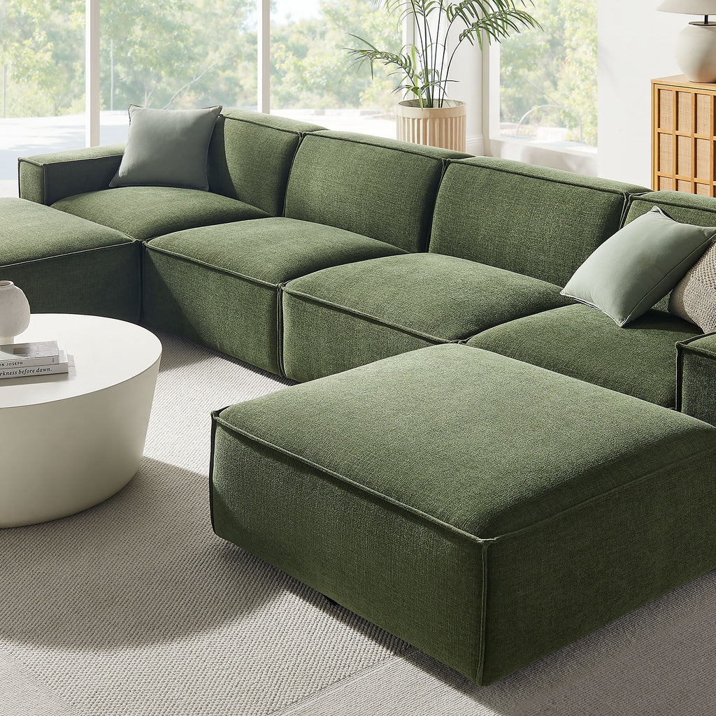 Restore 6-Piece Performance Fabric Upholstered Modular Sectional Sofa - Foliage