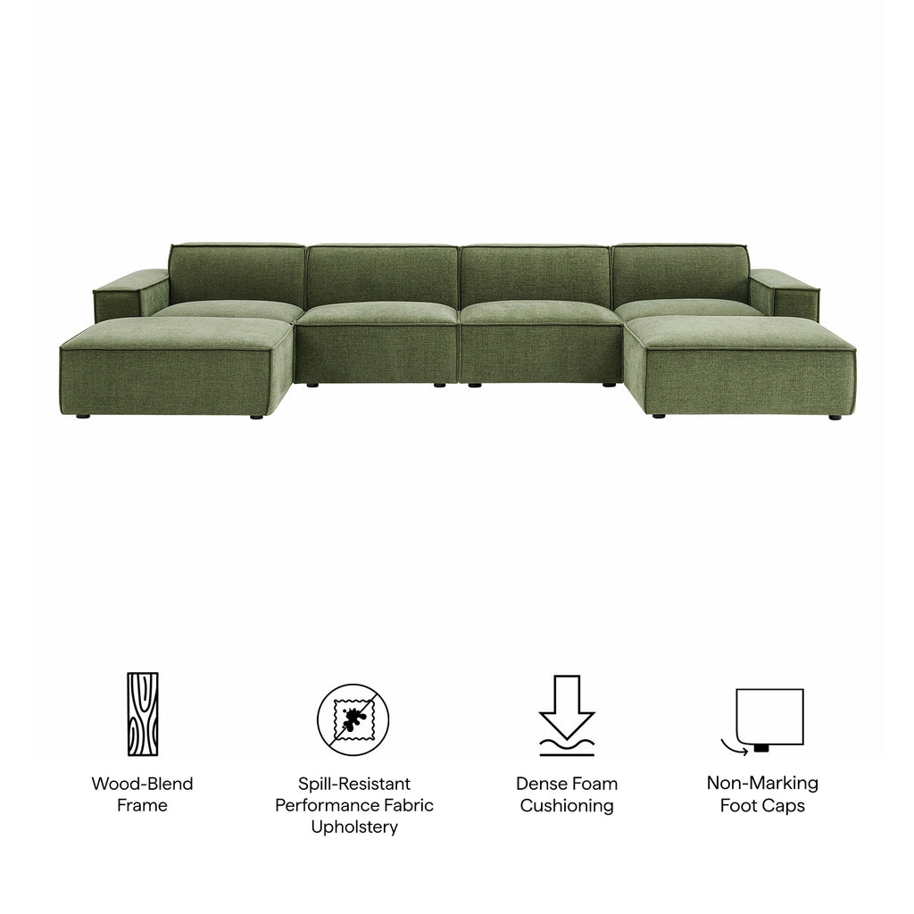 Restore 6-Piece Performance Fabric Upholstered Modular Sectional Sofa - Foliage