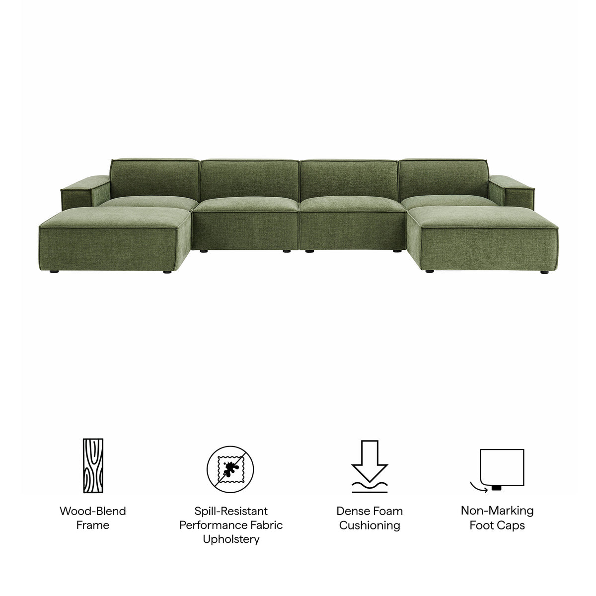 Restore 6-Piece Performance Fabric Upholstered Modular Sectional Sofa - Foliage