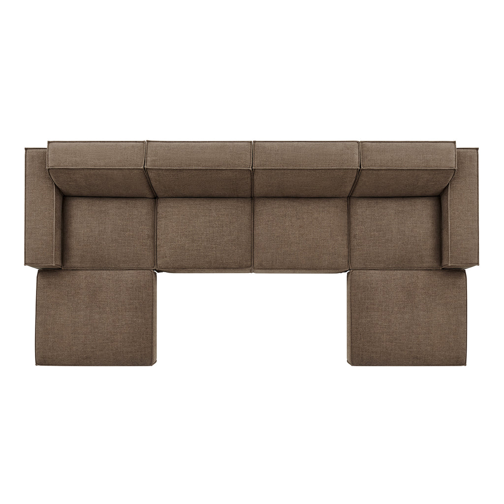 Restore 6-Piece Performance Fabric Upholstered Modular Sectional Sofa - Mocha