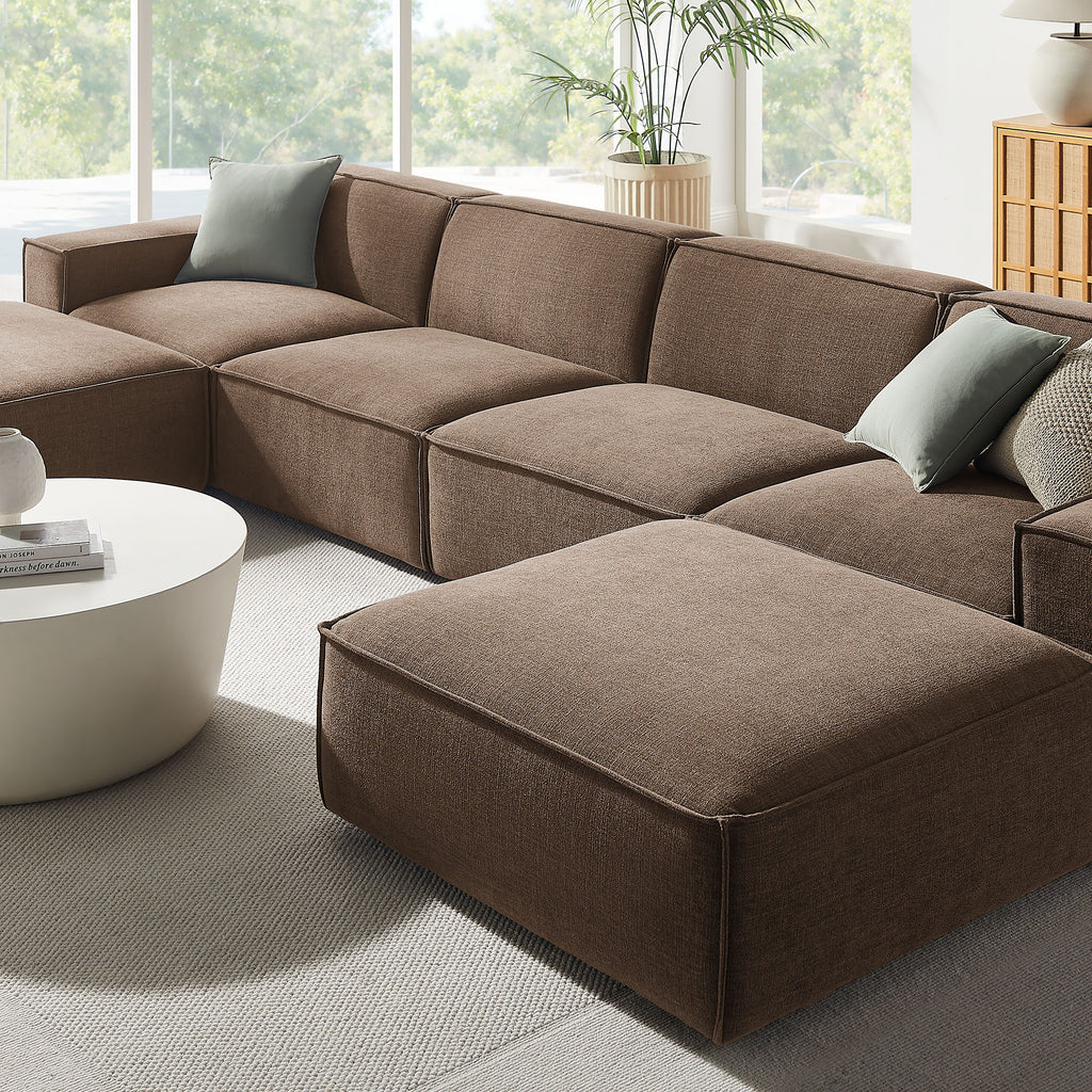 Restore 6-Piece Performance Fabric Upholstered Modular Sectional Sofa - Mocha