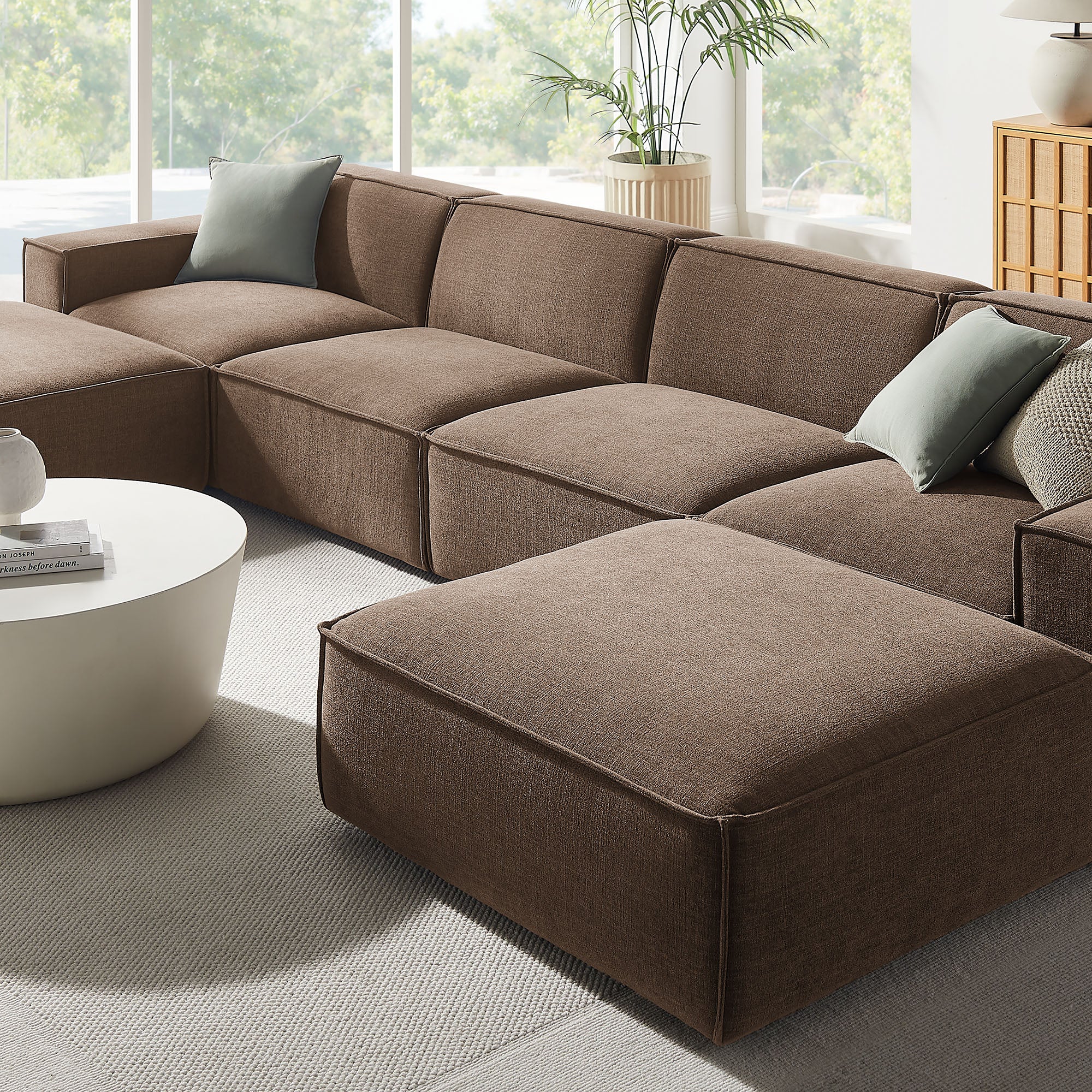 Restore 6-Piece Performance Fabric Upholstered Modular Sectional Sofa - Mocha