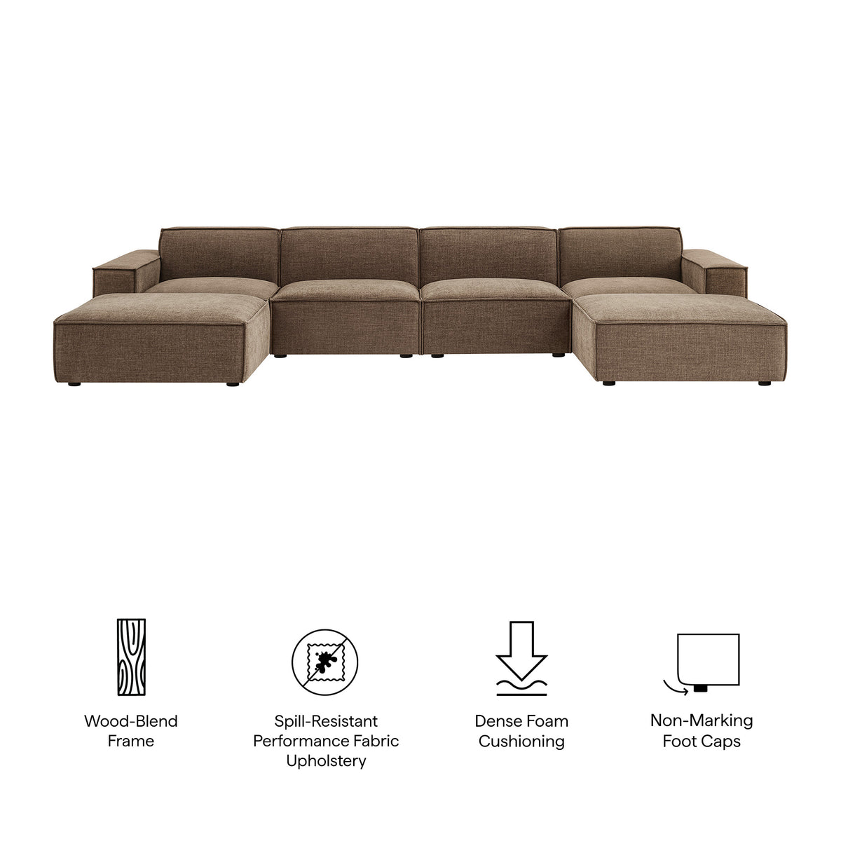 Restore 6-Piece Performance Fabric Upholstered Modular Sectional Sofa - Mocha