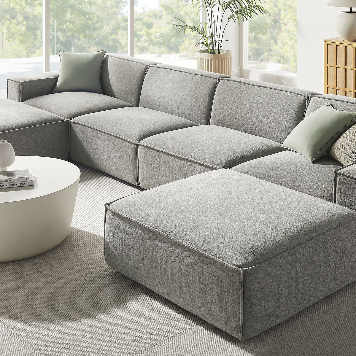 Restore 6-Piece Performance Fabric Upholstered Modular Sectional Sofa - Pewter
