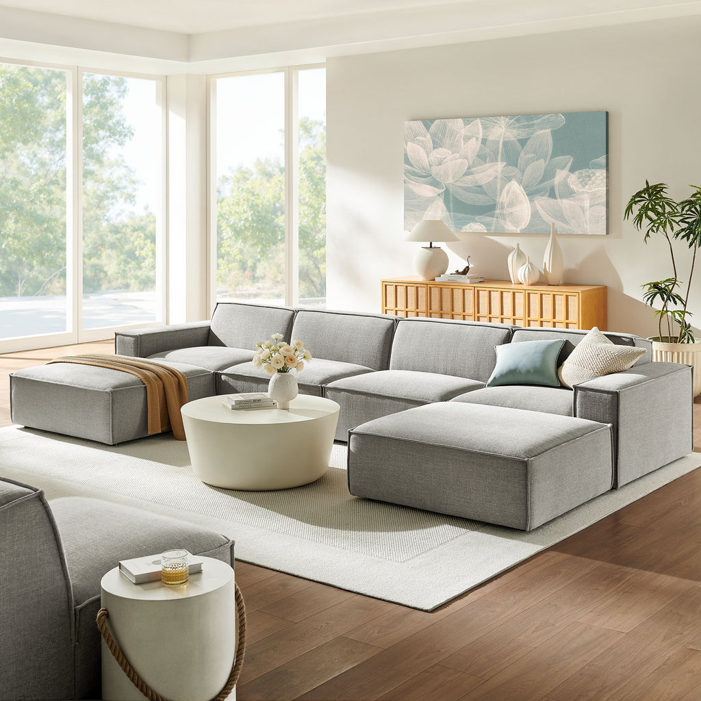 Restore 6-Piece Performance Fabric Upholstered Modular Sectional Sofa - Pewter