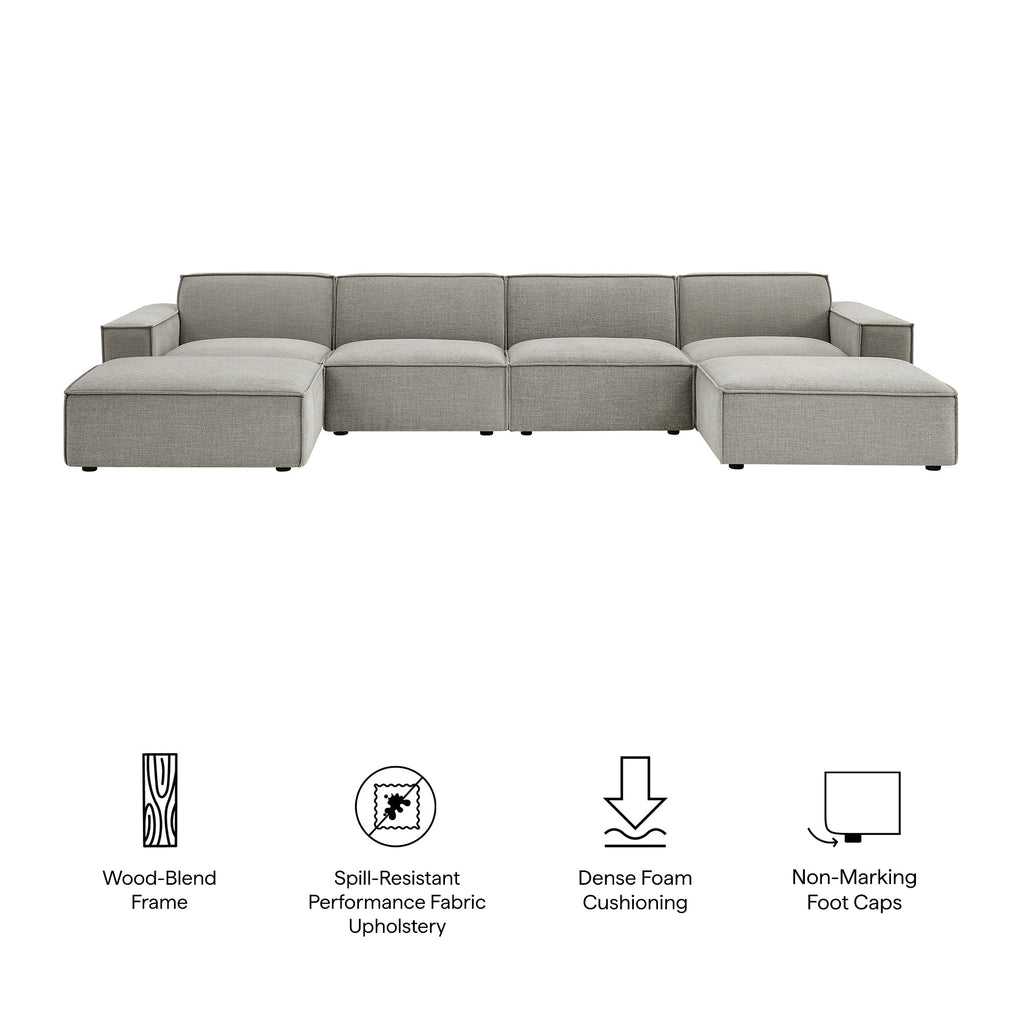 Restore 6-Piece Performance Fabric Upholstered Modular Sectional Sofa - Pewter