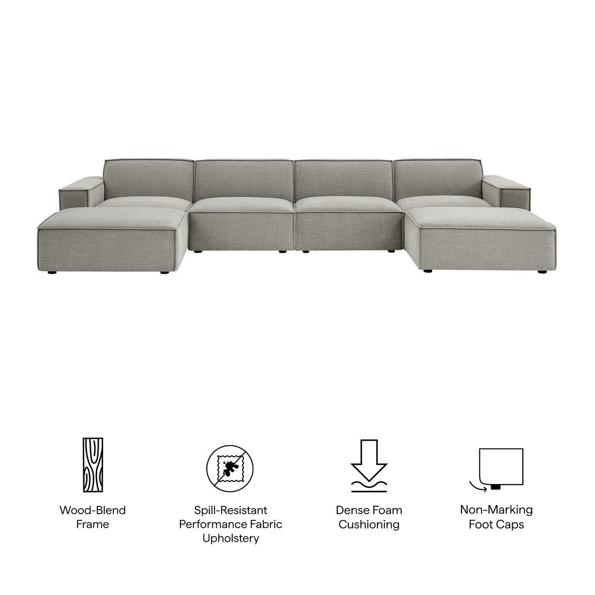 Restore 6-Piece Performance Fabric Upholstered Modular Sectional Sofa - Pewter