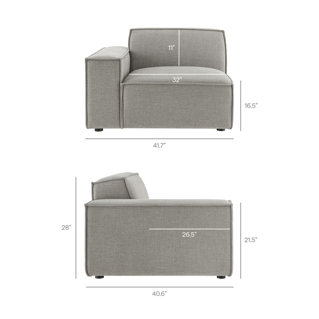 Restore 6-Piece Performance Fabric Upholstered Modular Sectional Sofa - Pewter