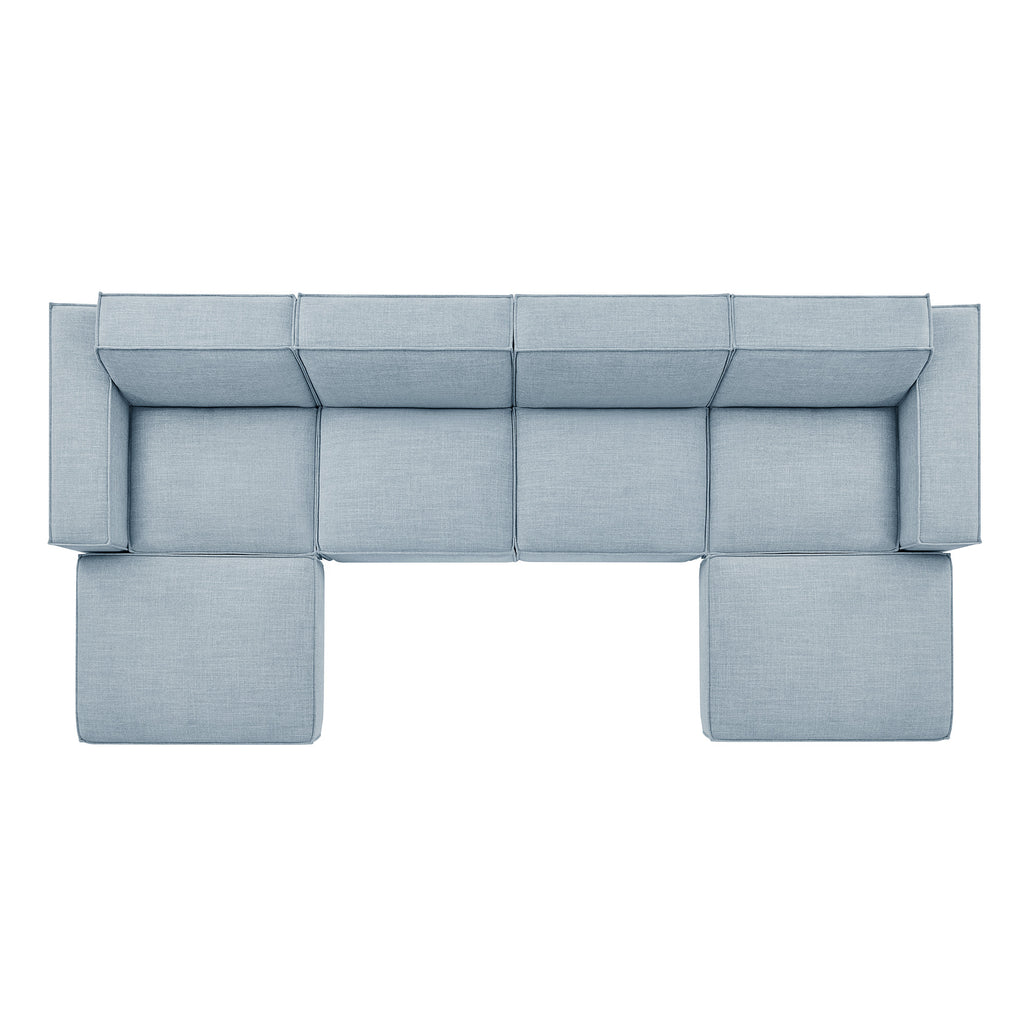 Restore 6-Piece Performance Fabric Upholstered Modular Sectional Sofa - Sky