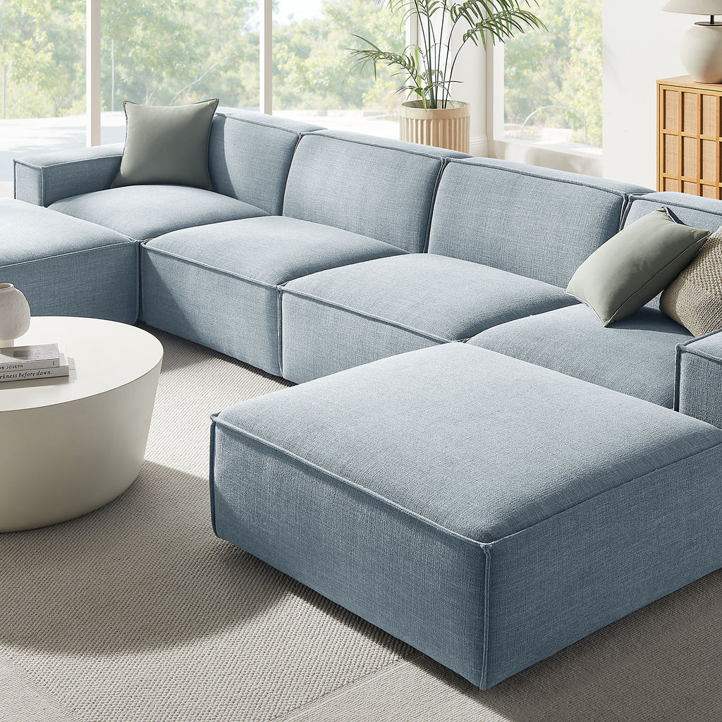 Restore 6-Piece Performance Fabric Upholstered Modular Sectional Sofa - Sky