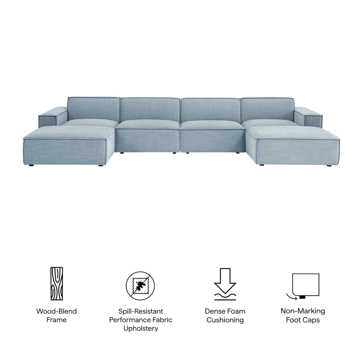 Restore 6-Piece Performance Fabric Upholstered Modular Sectional Sofa - Sky