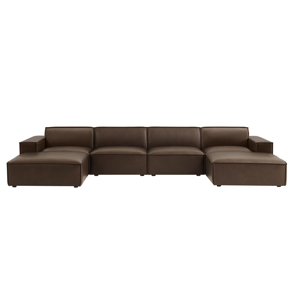 Restore 6-Piece Vegan Leather Modular Sectional Sofa - Espresso