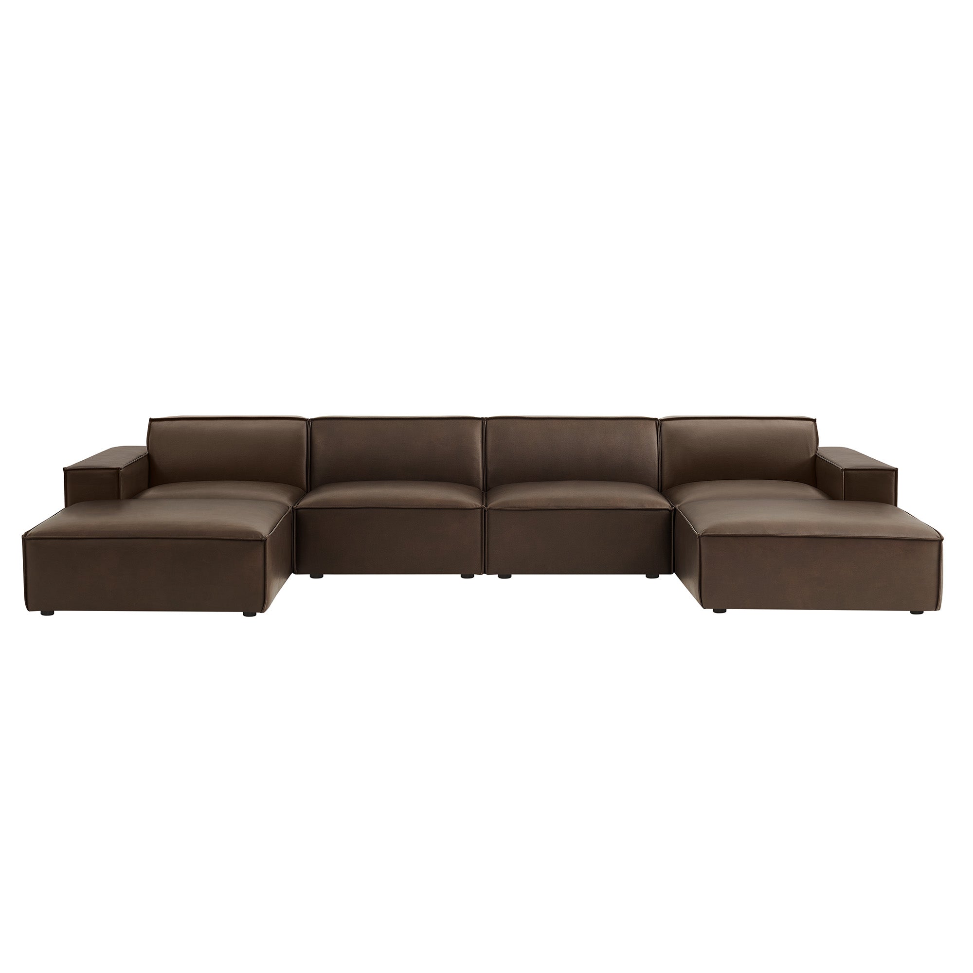 Restore 6-Piece Vegan Leather Modular Sectional Sofa - Espresso