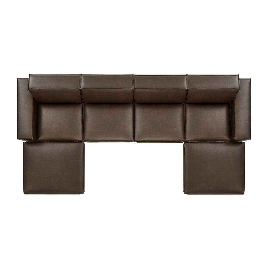 Restore 6-Piece Vegan Leather Modular Sectional Sofa - Espresso