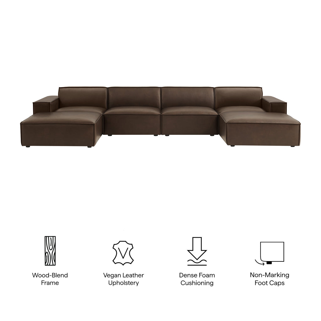 Restore 6-Piece Vegan Leather Modular Sectional Sofa - Espresso