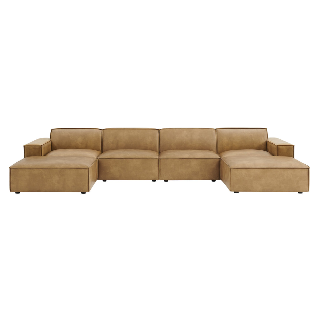 Restore 6-Piece Vegan Leather Modular Sectional Sofa - Toast