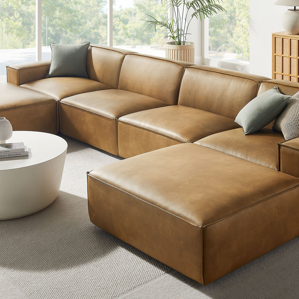 Restore 6-Piece Vegan Leather Modular Sectional Sofa - Toast