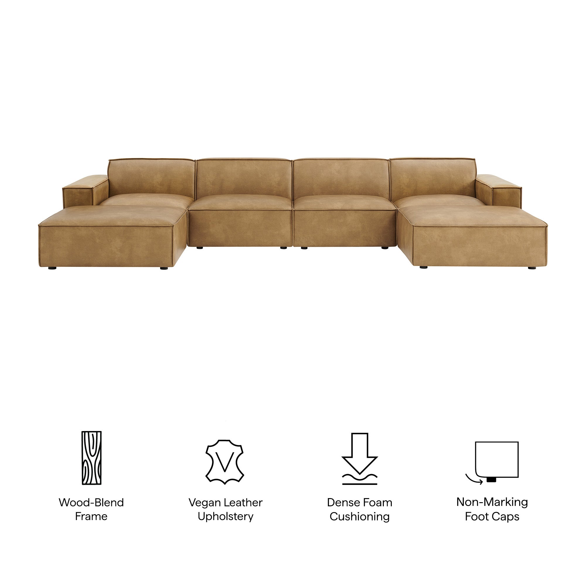 Restore 6-Piece Vegan Leather Modular Sectional Sofa - Toast