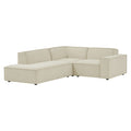 Restore 3-Piece Performance Fabric Upholstered Modular L-Shaped Sectional Sofa - Ecru (Chaise, Chair, Corner Chair)