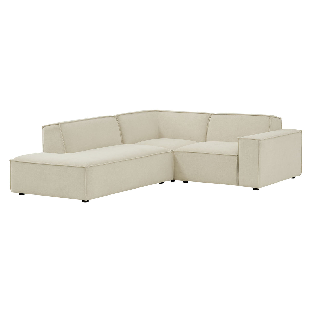 Restore 3-Piece Performance Fabric Upholstered Modular L-Shaped Sectional Sofa - Ecru (Chaise, Chair, Corner Chair)