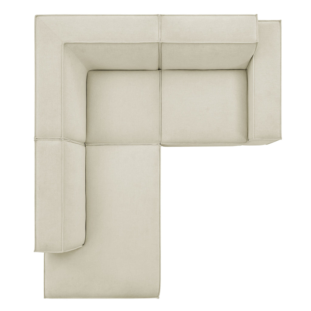 Restore 3-Piece Performance Fabric Upholstered Modular L-Shaped Sectional Sofa - Ecru (Chaise, Chair, Corner Chair)