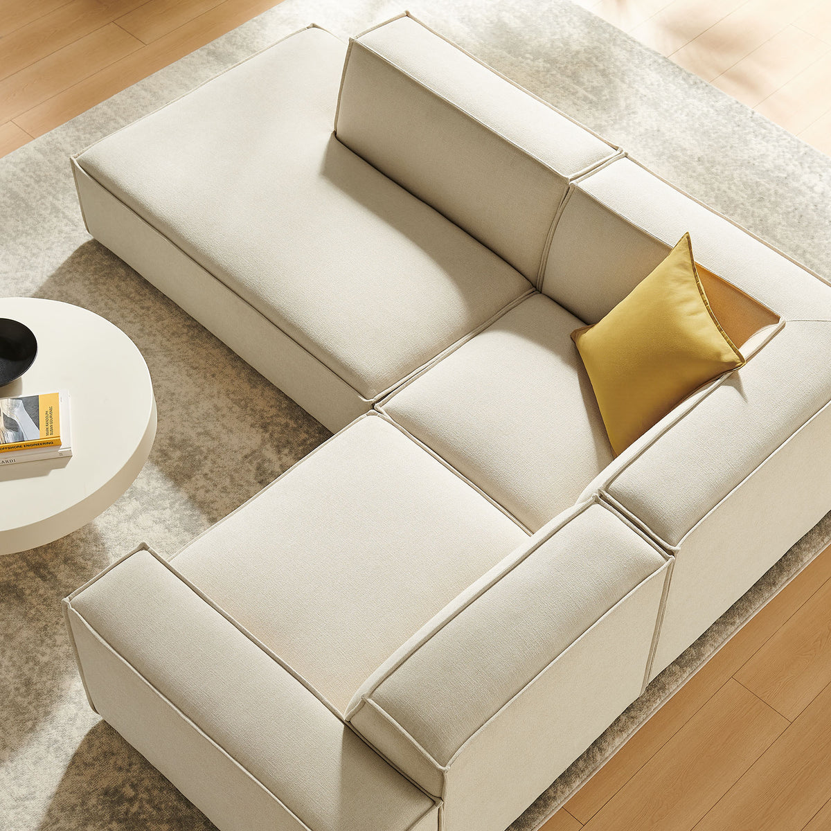Restore 3-Piece Performance Fabric Upholstered Modular L-Shaped Sectional Sofa - Ecru (Chaise, Chair, Corner Chair)