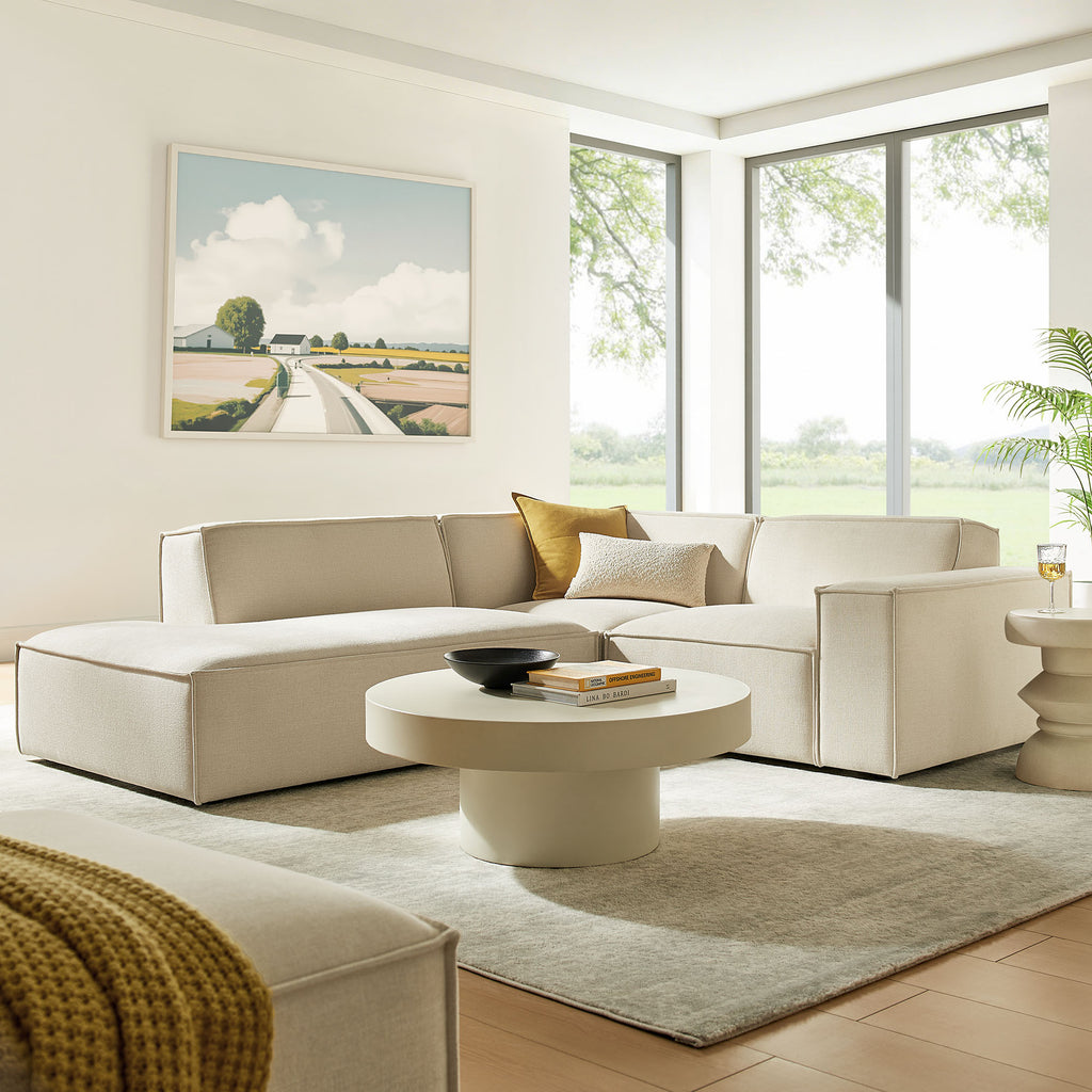 Restore 3-Piece Performance Fabric Upholstered Modular L-Shaped Sectional Sofa - Ecru (Chaise, Chair, Corner Chair)