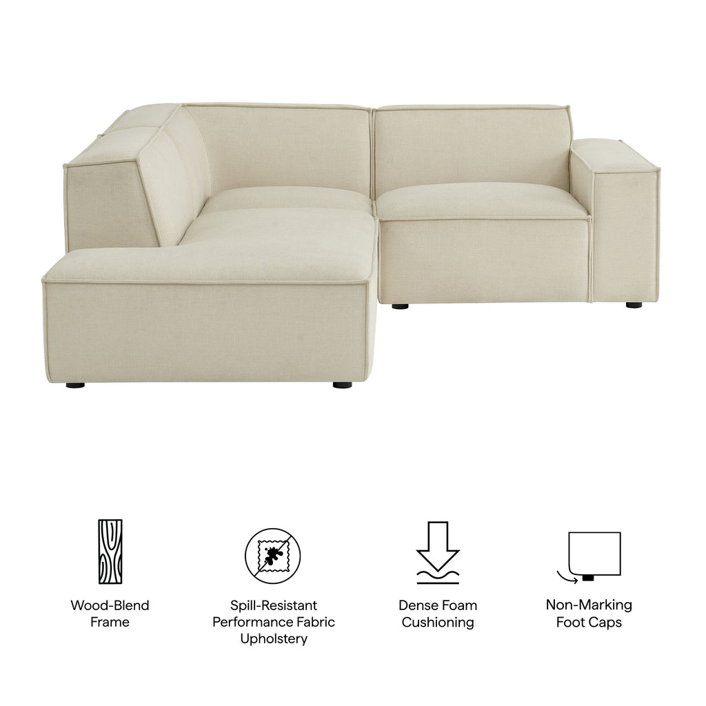 Restore 3-Piece Performance Fabric Upholstered Modular L-Shaped Sectional Sofa - Ecru (Chaise, Chair, Corner Chair)