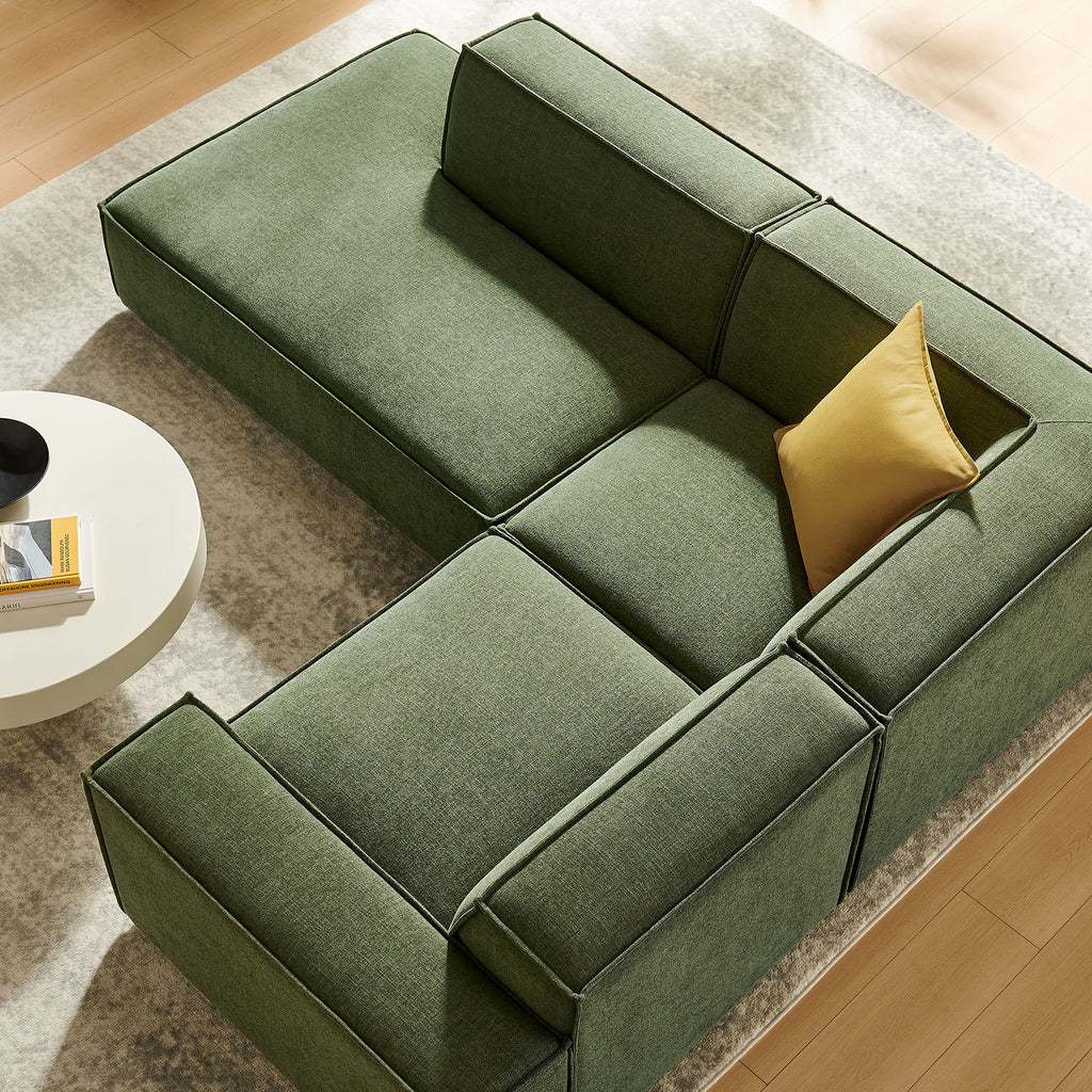 Restore 3-Piece Performance Fabric Upholstered Modular L-Shaped Sectional Sofa - Foliage (Chaise, Chair, Corner Chair)