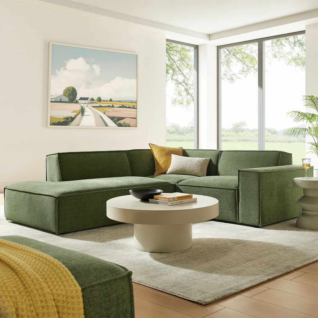 Restore 3-Piece Performance Fabric Upholstered Modular L-Shaped Sectional Sofa - Foliage (Chaise, Chair, Corner Chair)