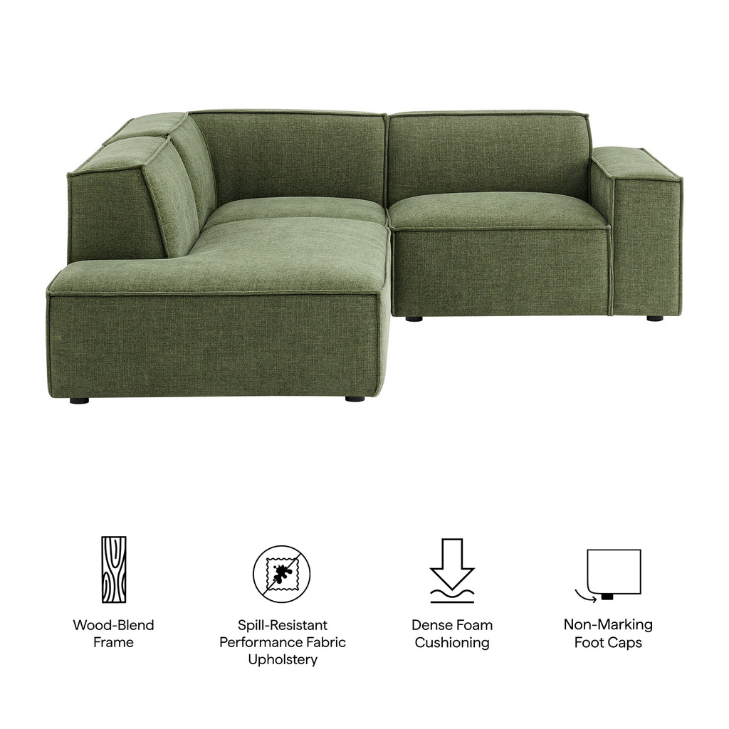 Restore 3-Piece Performance Fabric Upholstered Modular L-Shaped Sectional Sofa - Foliage (Chaise, Chair, Corner Chair)