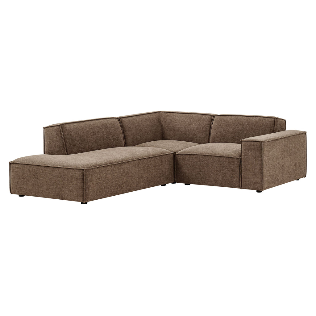 Restore 3-Piece Performance Fabric Upholstered Modular L-Shaped Sectional Sofa - Mocha (Chaise, Chair, Corner Chair)