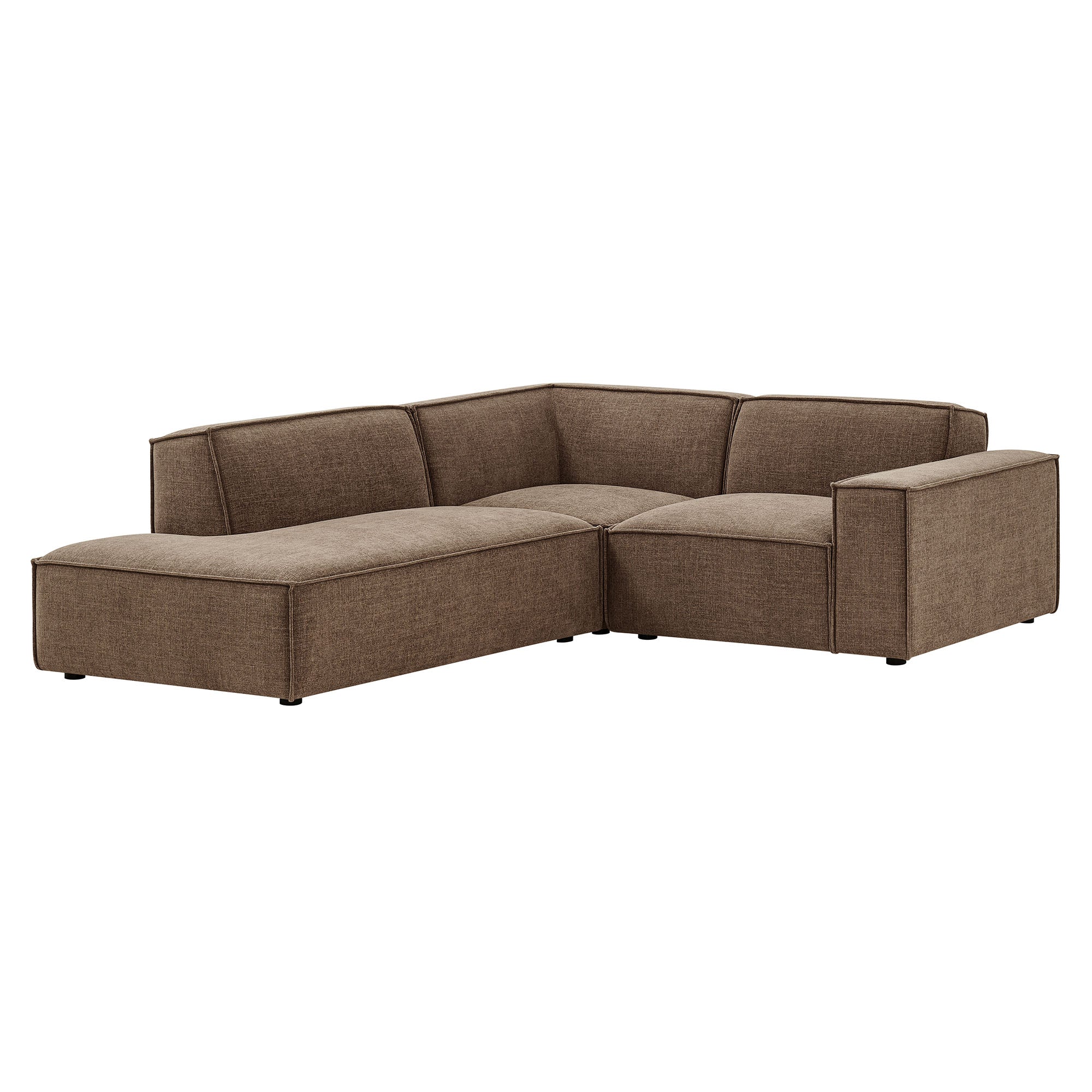 Restore 3-Piece Performance Fabric Upholstered Modular L-Shaped Sectional Sofa - Mocha (Chaise, Chair, Corner Chair)