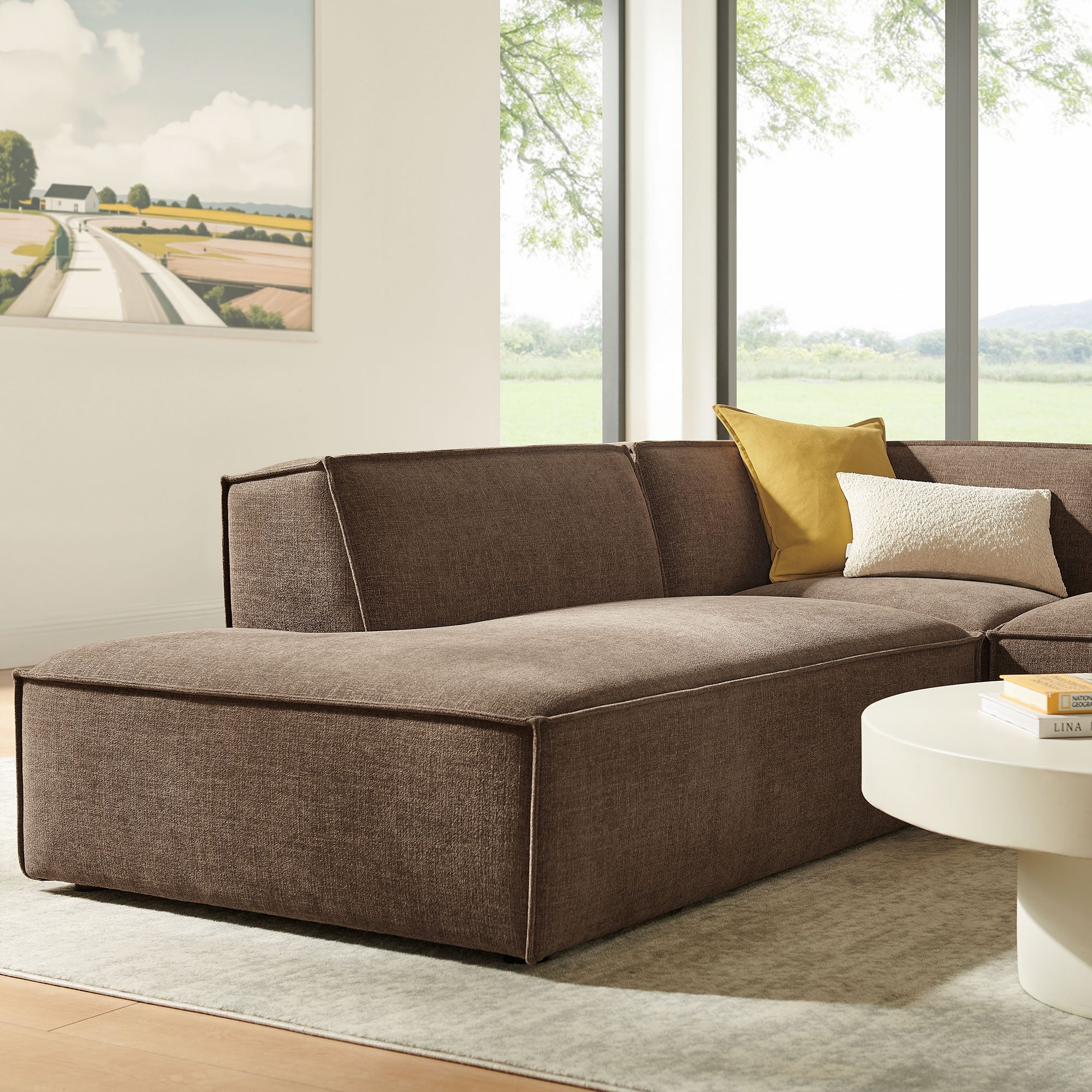 Restore 3-Piece Performance Fabric Upholstered Modular L-Shaped Sectional Sofa - Mocha (Chaise, Chair, Corner Chair)